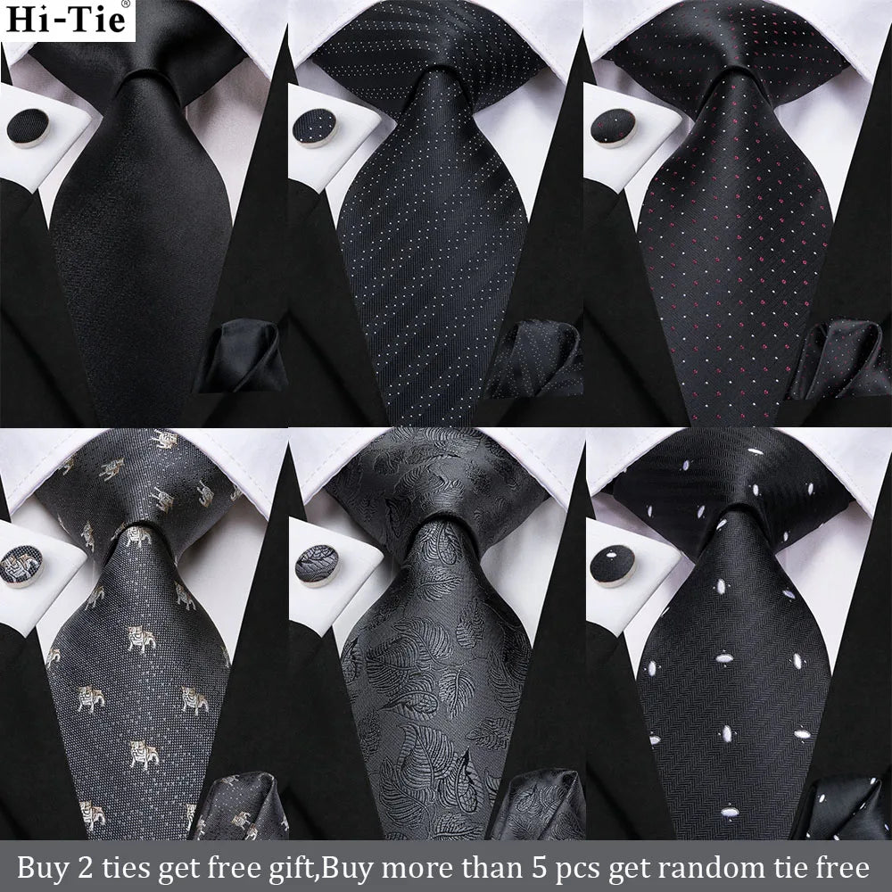 8.5cm Black Solid Striped Paisley 100% Silk Men's Business Tie Neck Tie for Men Fashion Luxury Wedding Necktie Gravatas