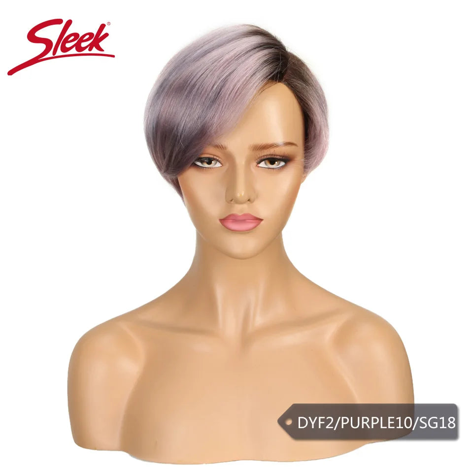 Sleek Short Human Hair Wigs Remy Brazilian Hair Wigs 613 Blonde Lace Wigs L Part Pixie Cut Wig Black Short Lace Wigs