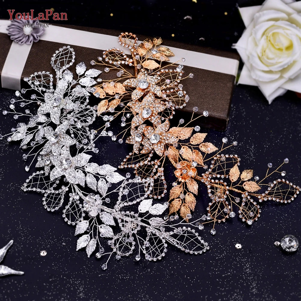 Alloy Flower Wedding Headpiece Wedding Hair Band Crystal Headpieces for Bride Headbands Bridal Tiara and Crown