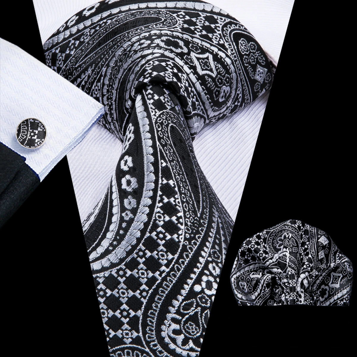 8.5cm Black Solid Striped Paisley 100% Silk Men's Business Tie Neck Tie for Men Fashion Luxury Wedding Necktie Gravatas