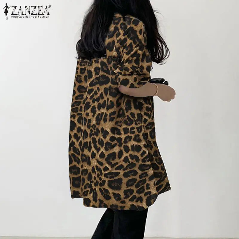 Women Bohemian Leopard Print Shirt