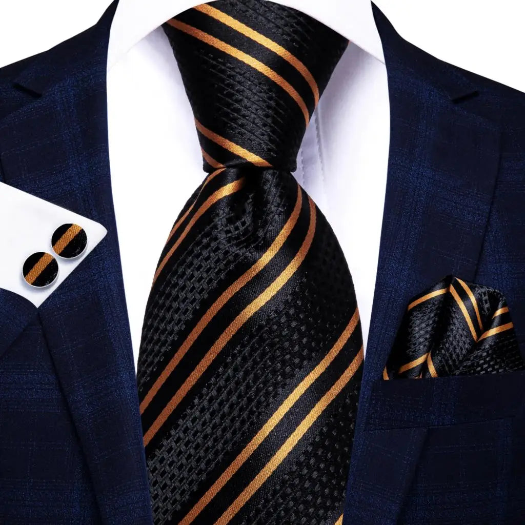 8.5cm Black Solid Striped Paisley 100% Silk Men's Business Tie Neck Tie for Men Fashion Luxury Wedding Necktie Gravatas