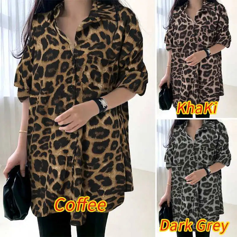 Women Bohemian Leopard Print Shirt