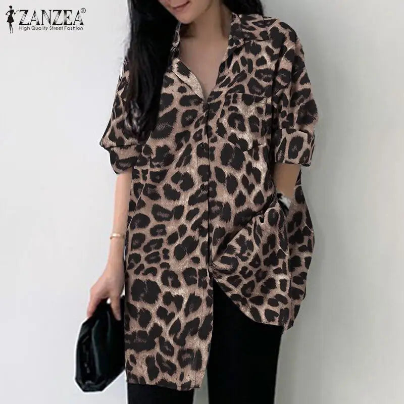 Women Bohemian Leopard Print Shirt