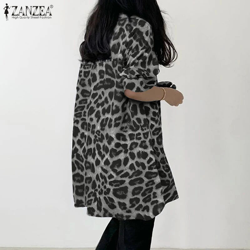 Women Bohemian Leopard Print Shirt