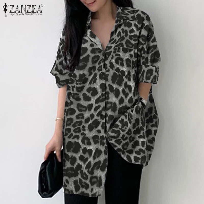 Women Bohemian Leopard Print Shirt