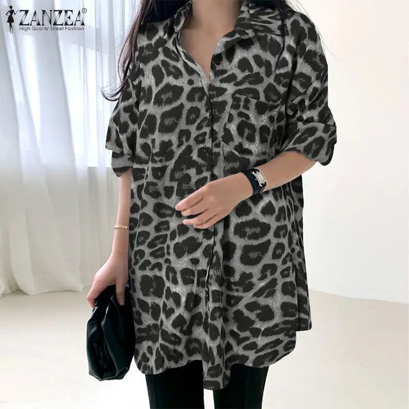 Women Bohemian Leopard Print Shirt