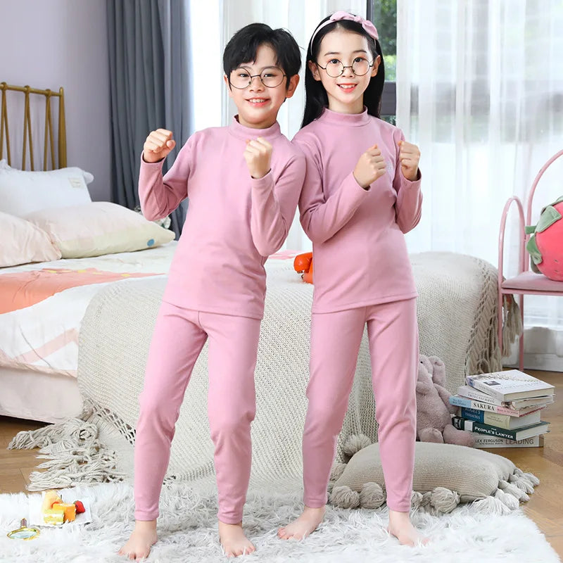Autumn Winter Thermal Underwear Suit Girls and Boys Sets Pajama Sets Warm Sleepwear