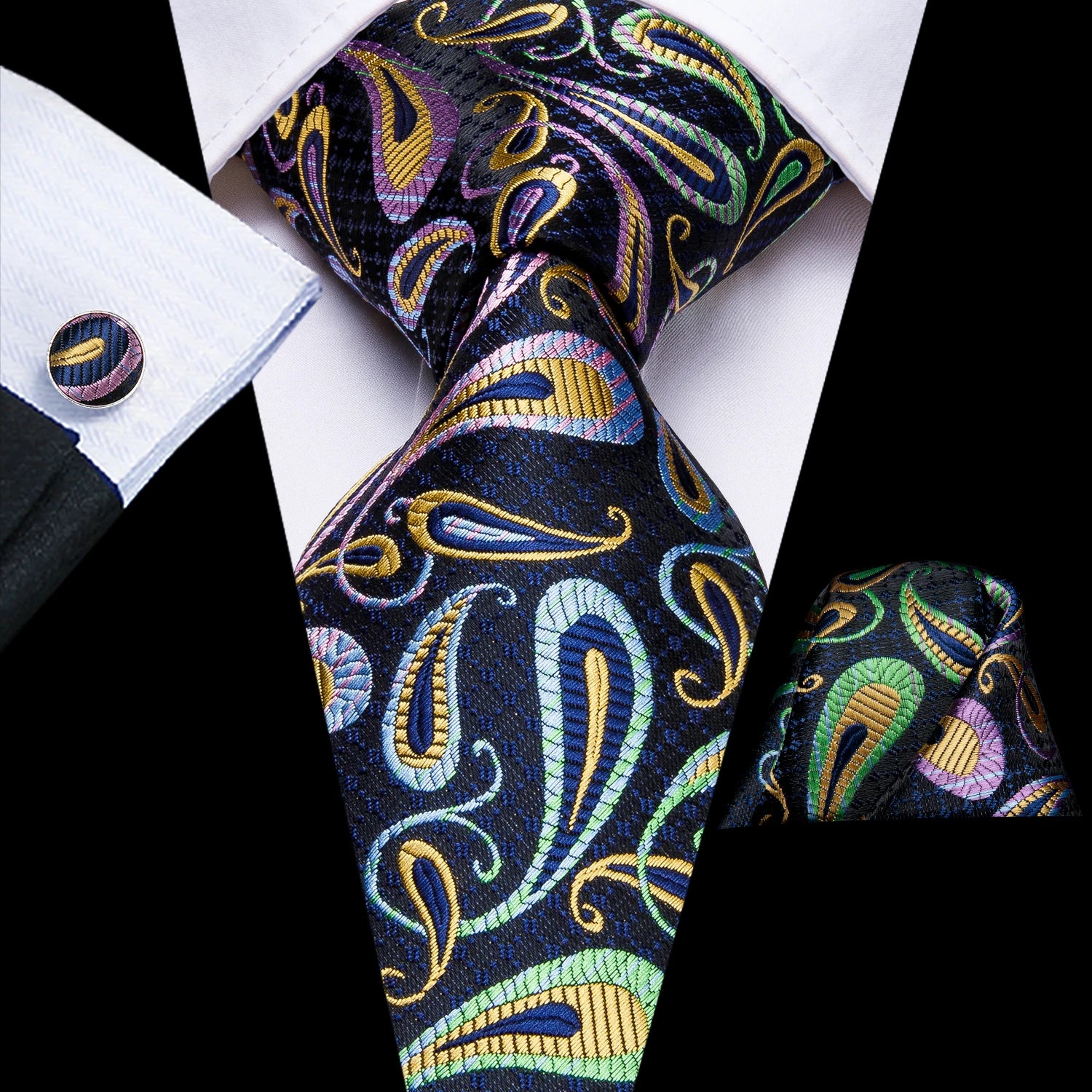8.5cm Black Solid Striped Paisley 100% Silk Men's Business Tie Neck Tie for Men Fashion Luxury Wedding Necktie Gravatas