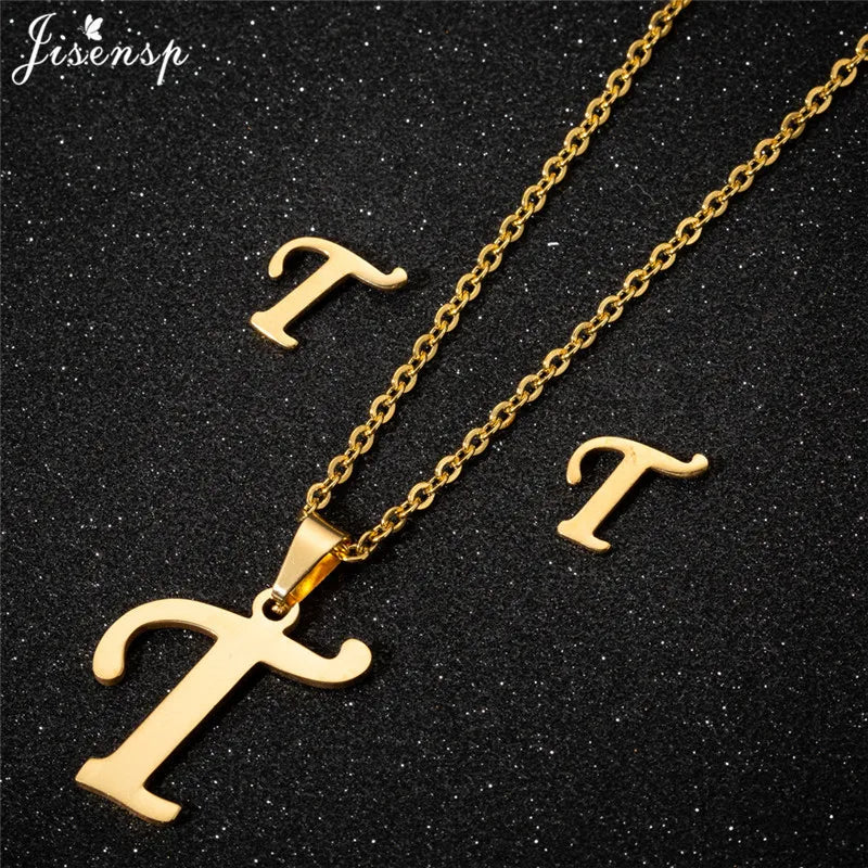 Personalize A-Z Letter Alphabet Pendant Necklace Long Chain Initial Necklaces Charms