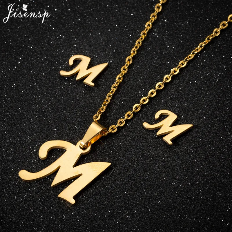 Personalize A-Z Letter Alphabet Pendant Necklace Long Chain Initial Necklaces Charms