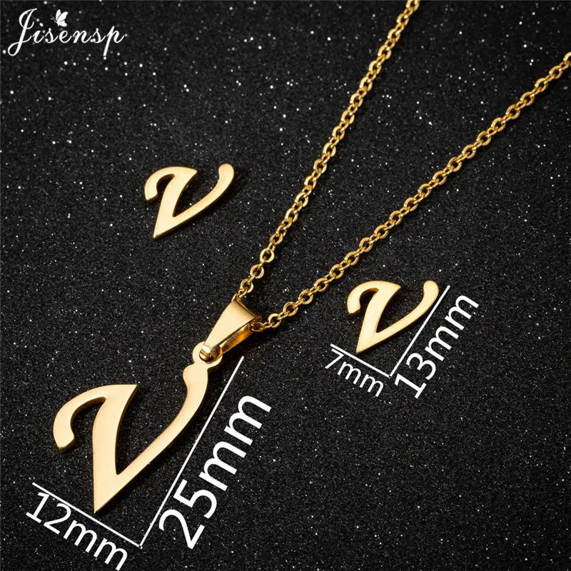 Personalize A-Z Letter Alphabet Pendant Necklace Long Chain Initial Necklaces Charms