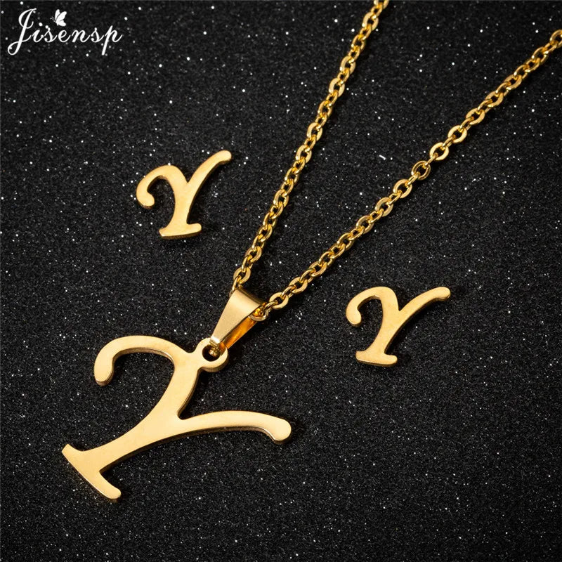 Personalize A-Z Letter Alphabet Pendant Necklace Long Chain Initial Necklaces Charms
