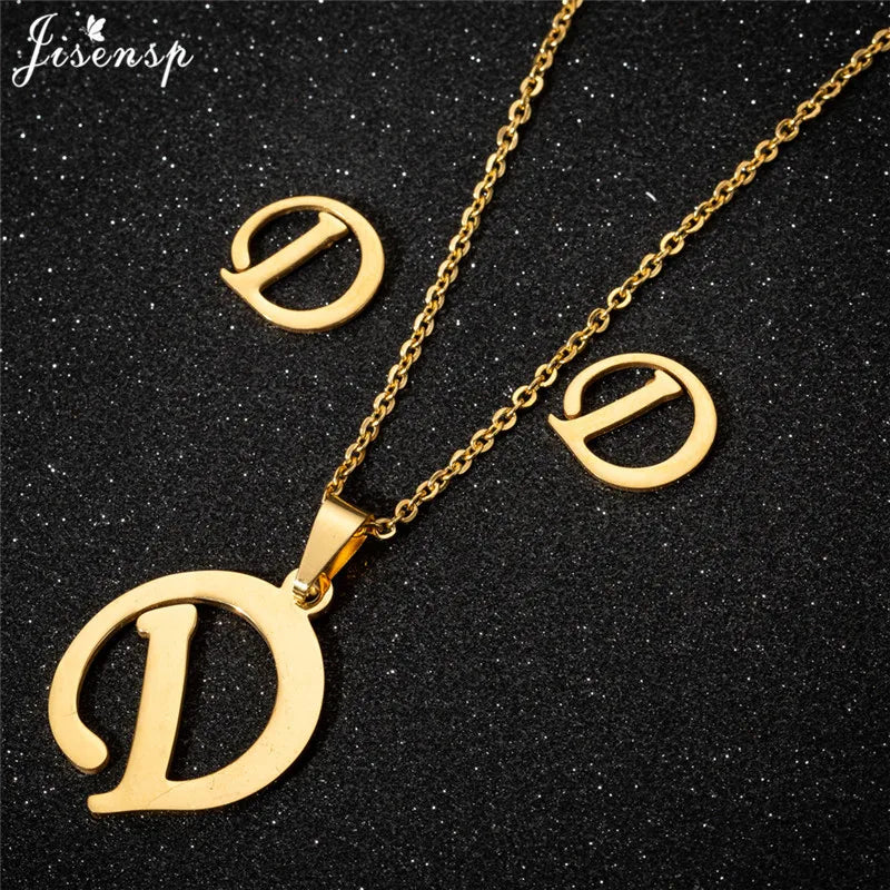 Personalize A-Z Letter Alphabet Pendant Necklace Long Chain Initial Necklaces Charms