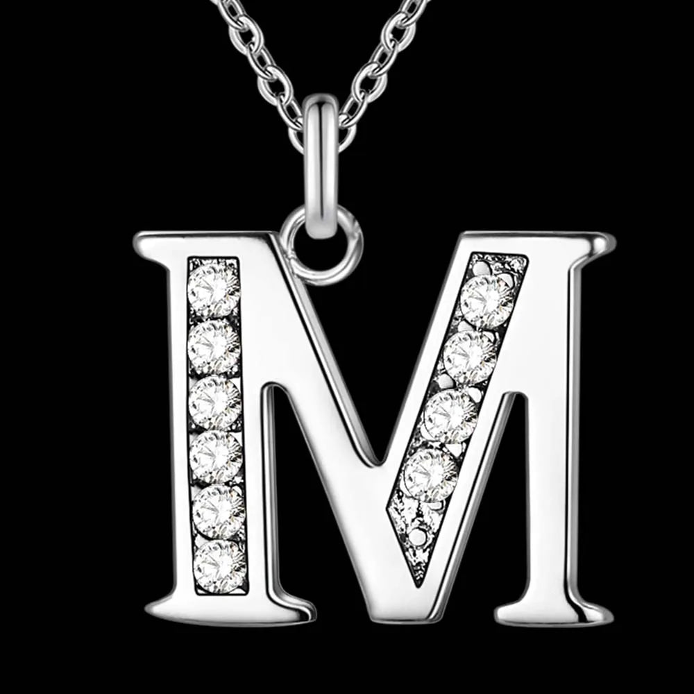 Letter A-S  silver plated Necklace, Pendant