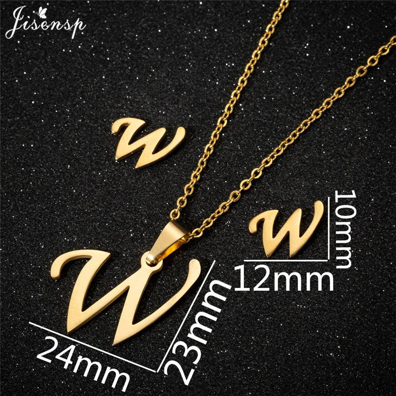Personalize A-Z Letter Alphabet Pendant Necklace Long Chain Initial Necklaces Charms