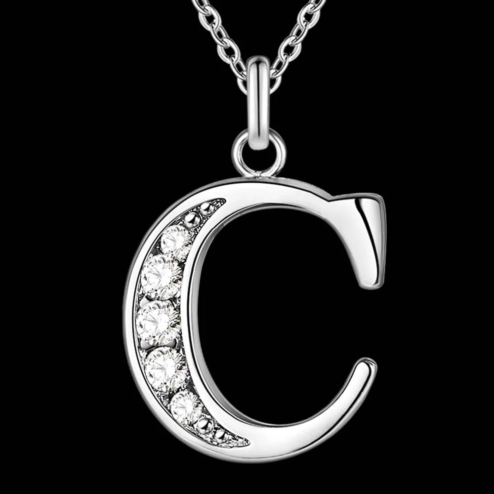 Letter A-S  silver plated Necklace, Pendant