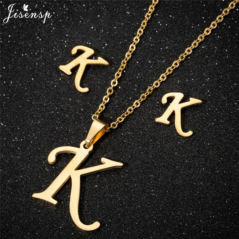 Personalize A-Z Letter Alphabet Pendant Necklace Long Chain Initial Necklaces Charms