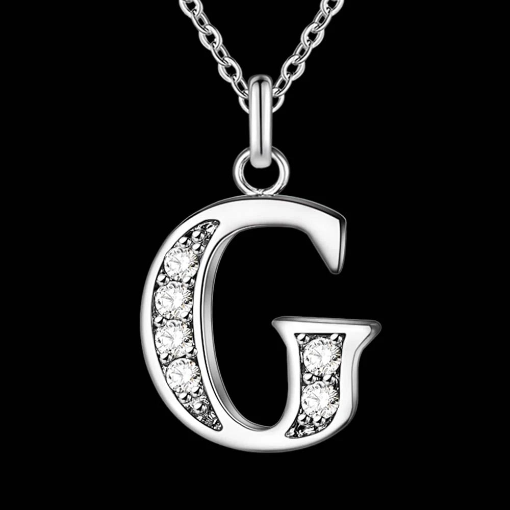 Letter A-S  silver plated Necklace, Pendant
