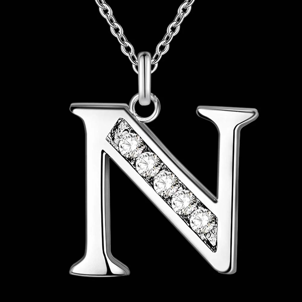Letter A-S  silver plated Necklace, Pendant