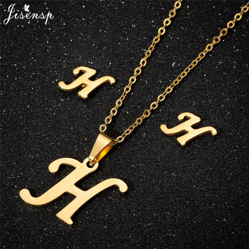 Personalize A-Z Letter Alphabet Pendant Necklace Long Chain Initial Necklaces Charms