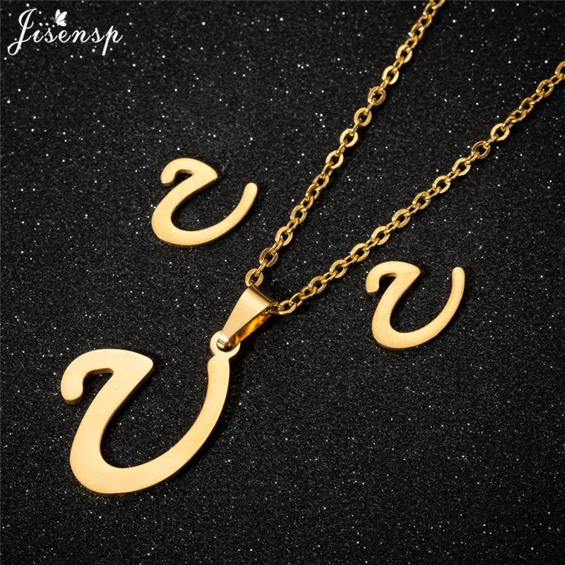 Personalize A-Z Letter Alphabet Pendant Necklace Long Chain Initial Necklaces Charms