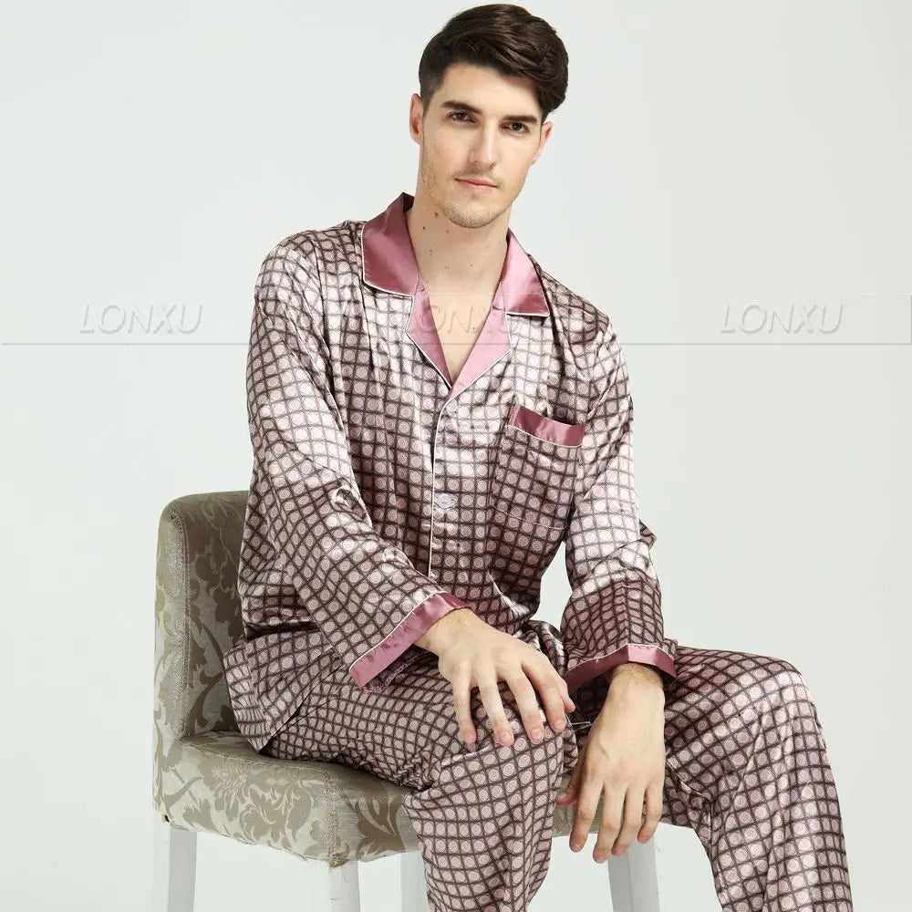 Men Silk Satin Pajamas Set  Sleepwear  Lounge wear  M,L,XL,XXL,3XL