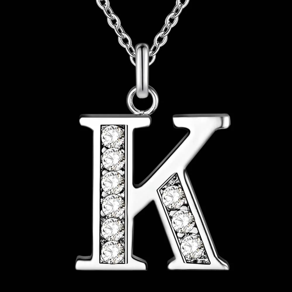 Letter A-S  silver plated Necklace, Pendant