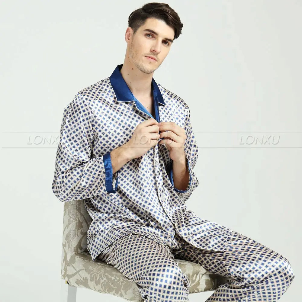 Men Silk Satin Pajamas Set  Sleepwear  Lounge wear  M,L,XL,XXL,3XL