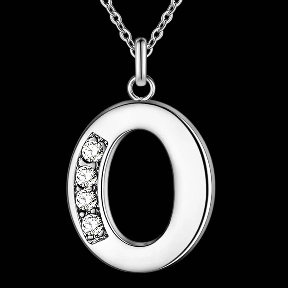 Letter A-S  silver plated Necklace, Pendant