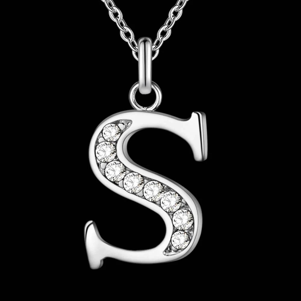Letter A-S  silver plated Necklace, Pendant