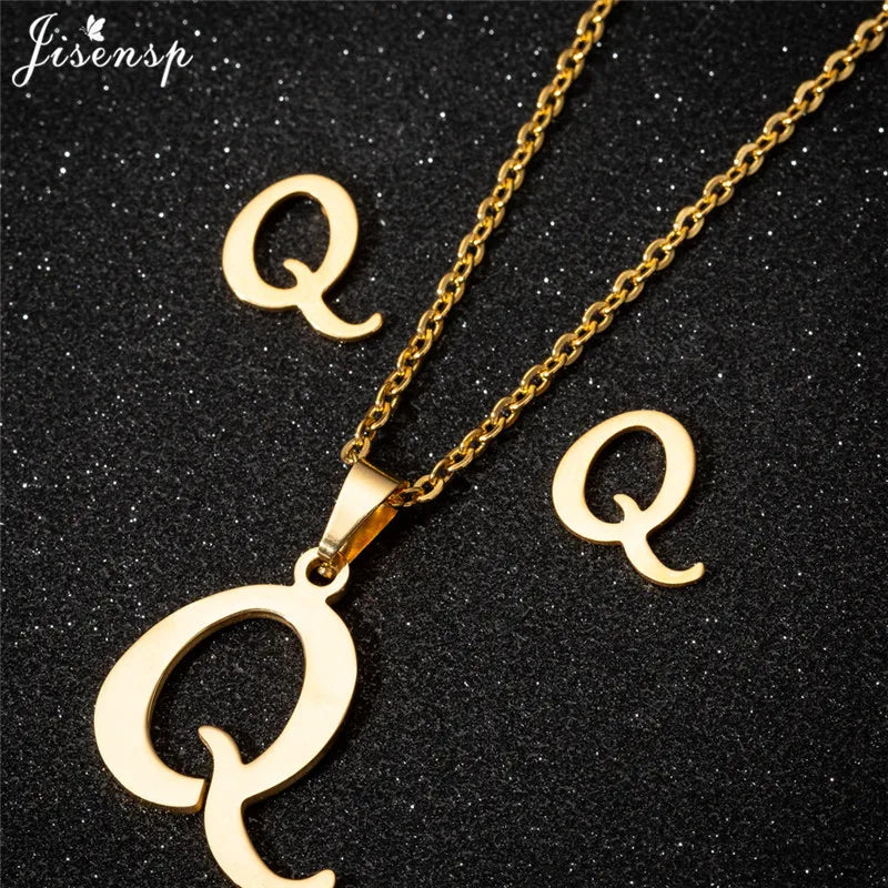 Personalize A-Z Letter Alphabet Pendant Necklace Long Chain Initial Necklaces Charms