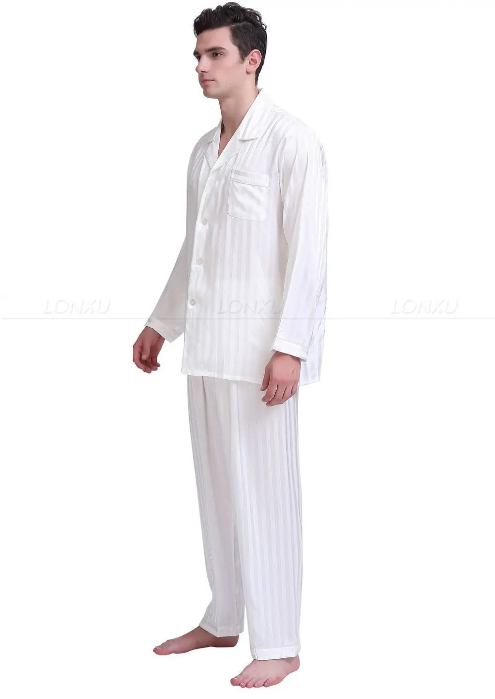 Silk Satin Pajamas Set  Pajama Sleepwear Set Lounge wear  U.S.S,M,L,XL,2XL,3XLL,4XL Plus Striped