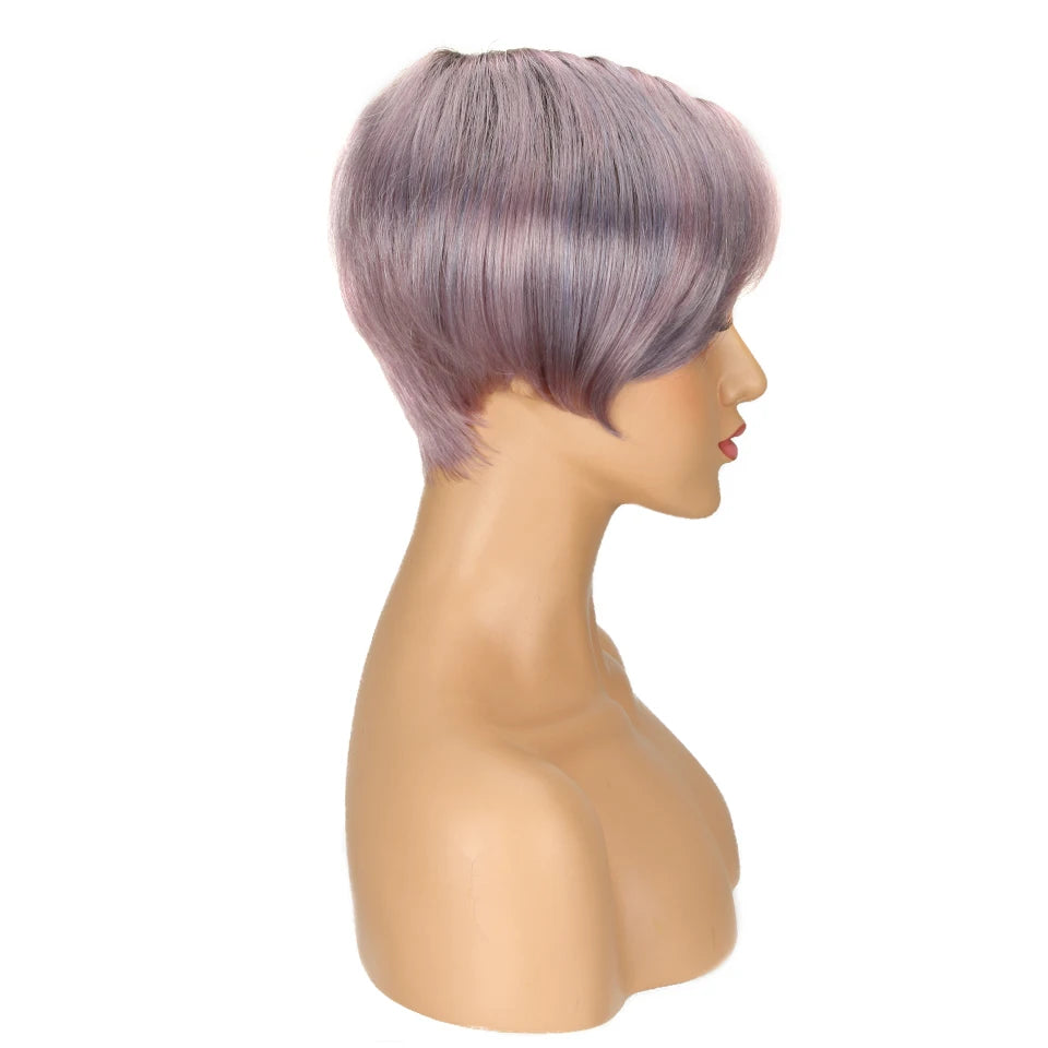 Sleek Short Human Hair Wigs Remy Brazilian Hair Wigs 613 Blonde Lace Wigs L Part Pixie Cut Wig Black Short Lace Wigs