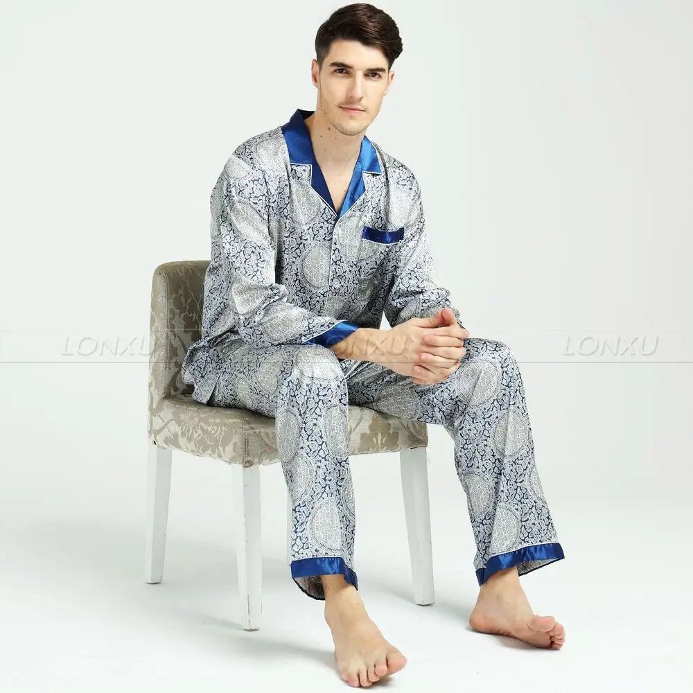 Men Silk Satin Pajamas Set  Sleepwear  Lounge wear  M,L,XL,XXL,3XL