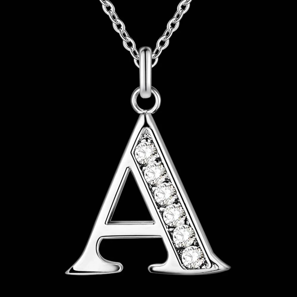 Letter A-S  silver plated Necklace, Pendant