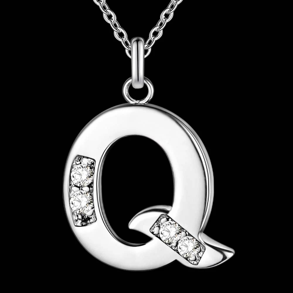 Letter A-S  silver plated Necklace, Pendant