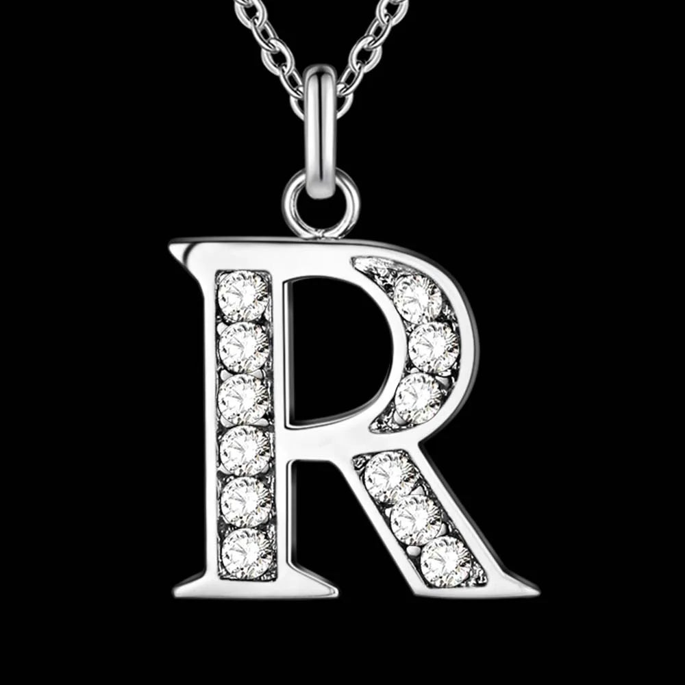 Letter A-S  silver plated Necklace, Pendant