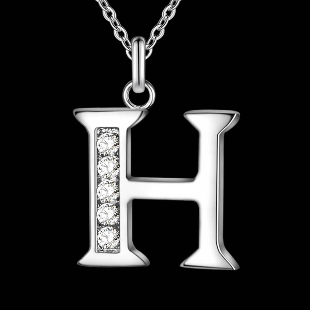 Letter A-S  silver plated Necklace, Pendant