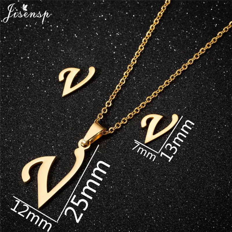 Personalize A-Z Letter Alphabet Pendant Necklace Long Chain Initial Necklaces Charms