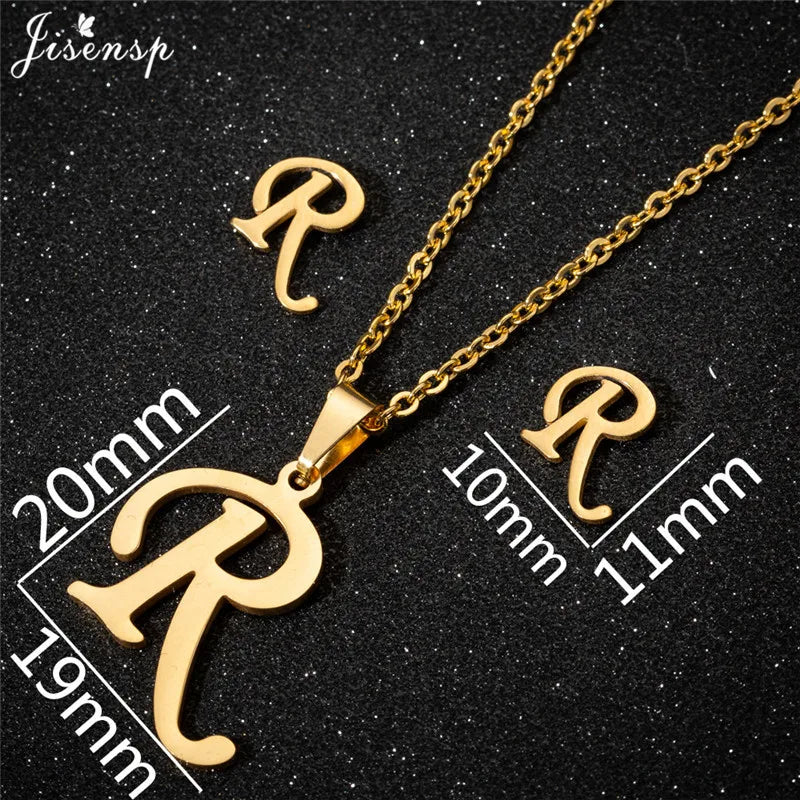 Personalize A-Z Letter Alphabet Pendant Necklace Long Chain Initial Necklaces Charms