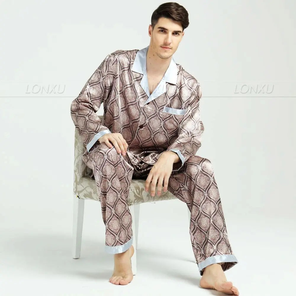 Men Silk Satin Pajamas Set  Sleepwear  Lounge wear  M,L,XL,XXL,3XL