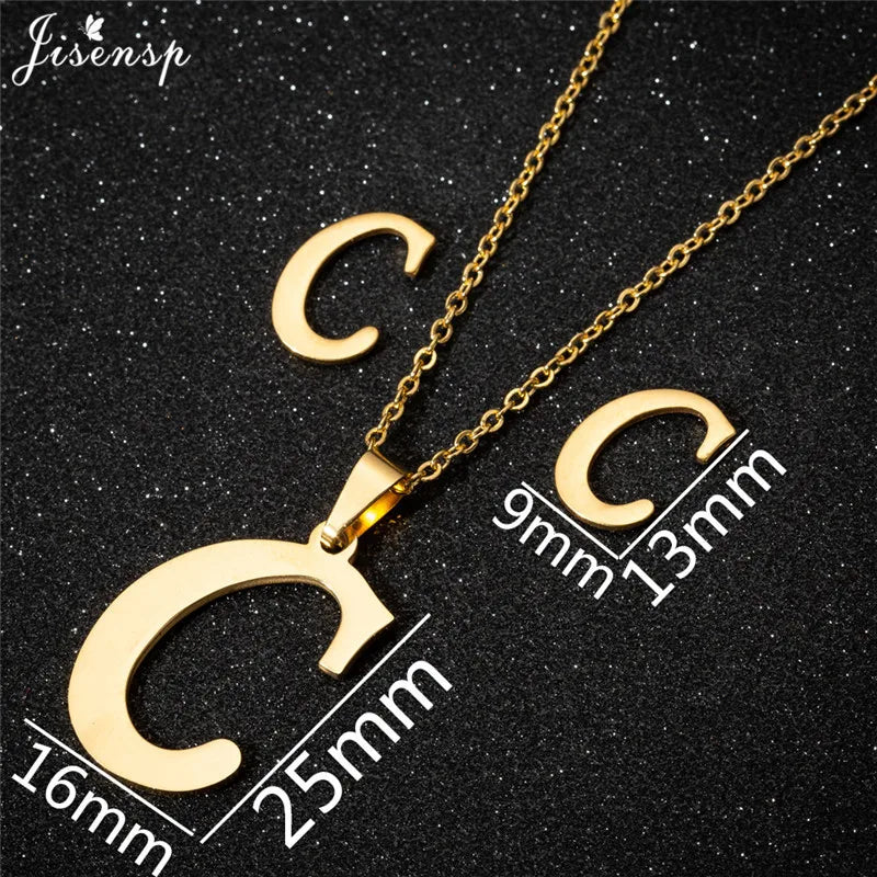 Personalize A-Z Letter Alphabet Pendant Necklace Long Chain Initial Necklaces Charms