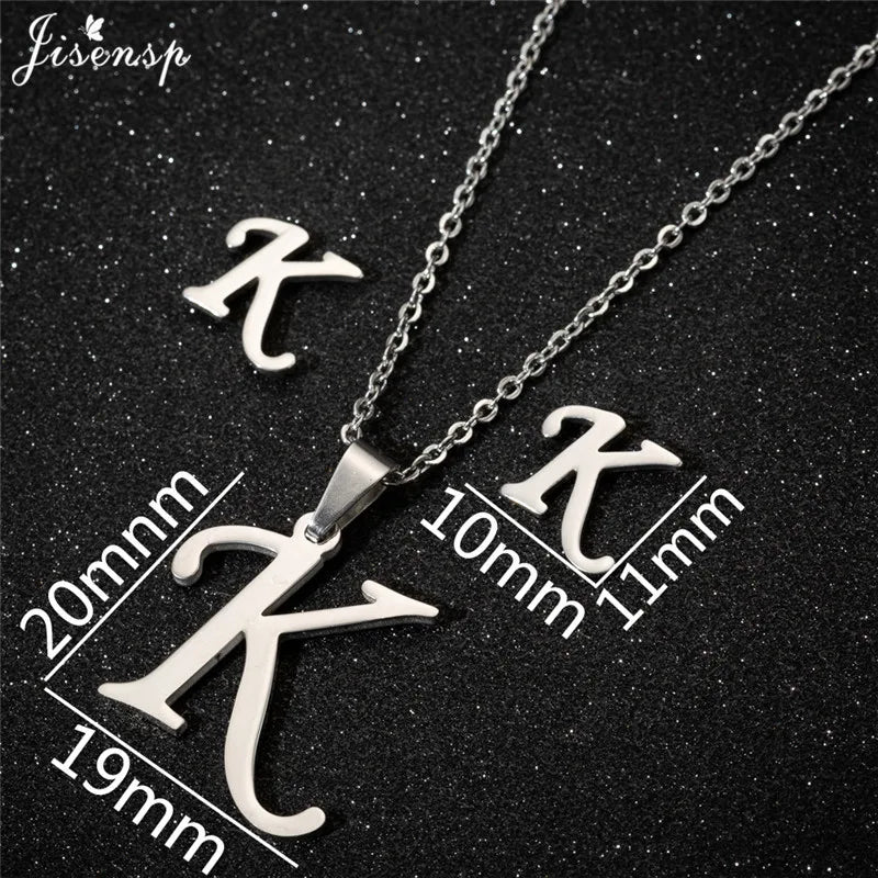 Personalize A-Z Letter Alphabet Pendant Necklace Long Chain Initial Necklaces Charms