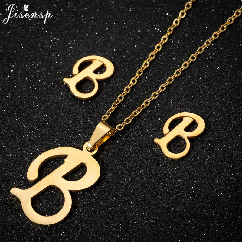 Personalize A-Z Letter Alphabet Pendant Necklace Long Chain Initial Necklaces Charms
