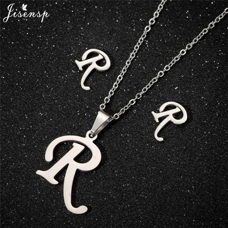 Personalize A-Z Letter Alphabet Pendant Necklace Long Chain Initial Necklaces Charms