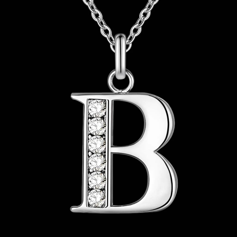 Letter A-S  silver plated Necklace, Pendant