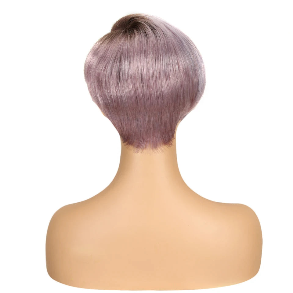 Sleek Short Human Hair Wigs Remy Brazilian Hair Wigs 613 Blonde Lace Wigs L Part Pixie Cut Wig Black Short Lace Wigs