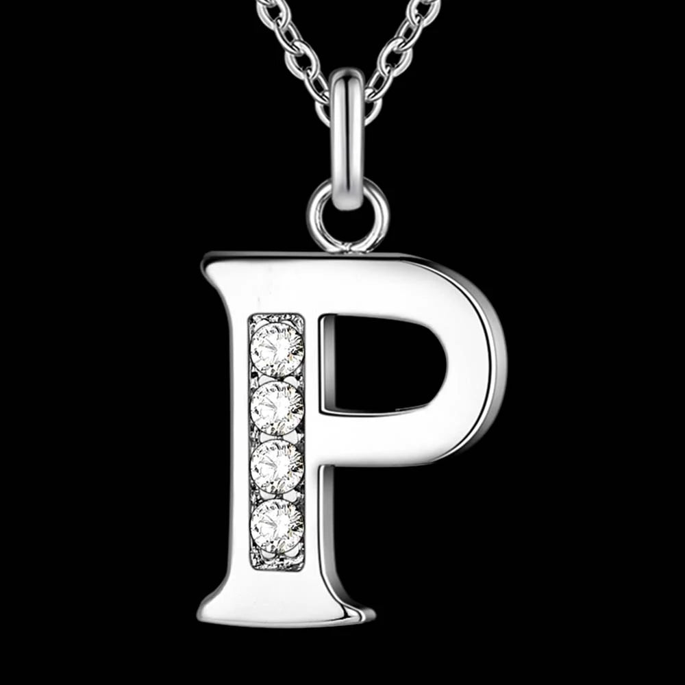 Letter A-S  silver plated Necklace, Pendant