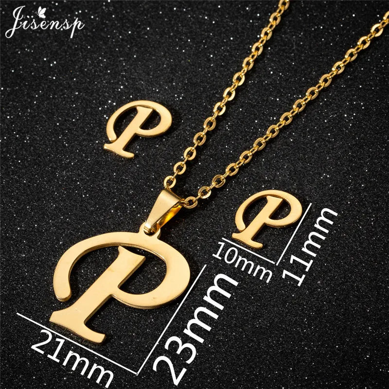 Personalize A-Z Letter Alphabet Pendant Necklace Long Chain Initial Necklaces Charms